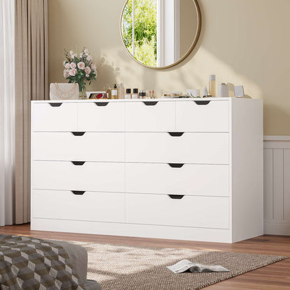 HAUOMS 35.1 Inch Tall Dresser with 10 Drawer Modern Large Chest for Bedroom Living Room Entryway