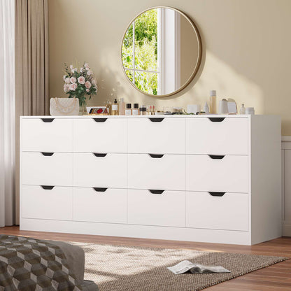 HAUOMS 31.5 Inch Tall Dresser with 12 Drawer Long Modern Dressers for Bedroom Living Room Hallway