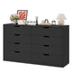 HAUOMS 55 Inch Wide Dresser with 8 Drawer Black Modern Chest for Bedroom Living Room Entryway