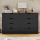 HAUOMS 55 Inch Wide Dresser with 8 Drawer Black Modern Chest for Bedroom Living Room Entryway