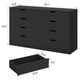 HAUOMS 55 Inch Wide Dresser with 8 Drawer Black Modern Chest for Bedroom Living Room Entryway