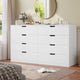 HAUOMS 55 Inch Wide Dresser with 8 Drawer Black Modern Chest for Bedroom Living Room Entryway