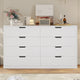 HAUOMS 55 Inch Wide Dresser with 8 Drawer Black Modern Chest for Bedroom Living Room Entryway