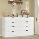HAUOMS 55 Inch Wide Dresser with 8 Drawer Black Modern Chest for Bedroom Living Room Entryway