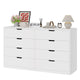 HAUOMS 55 Inch Wide Dresser with 8 Drawer Black Modern Chest for Bedroom Living Room Entryway