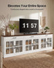 HAUOMS 31.5 Inch Coffee Bar Cabinet with Glass Doors and Drawer Modern Farmhouse Buffet with 3-Level Adjustable Shelf  Storage Console for Kitchen Living Room