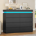 HAUOMS 40 inch Dresser with LED Light and 8 Drawer Modern Closet Dressers for Bedroom Living Room Entryway