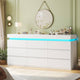 HAUOMS 63 Inch Wide Dresser with LED Light and 9 Drawer Modern Chest for Bedroom Living Room Entryway Hallway
