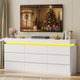 HAUOMS 63 Inch Wide Dresser with LED Light and 9 Drawer Modern Chest for Bedroom Living Room Entryway Hallway