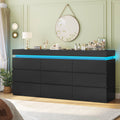 HAUOMS 63 Inch Wide Dresser with LED Light and 9 Drawer Modern Chest for Bedroom Living Room Entryway Hallway