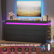 HAUOMS 63 Inch Wide Dresser with LED Light and 12 Drawer Modern Chest for Bedroom Living Room Entryway Hallway