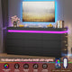 HAUOMS 63 Inch Wide Dresser with LED Light and 9 Drawer Modern Chest for Bedroom Living Room Entryway Hallway