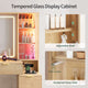 HAUOMS Vanity with 8 Drawers and Charging Station Fluted Makeup Vanity Desk with Mirror and LED Lights for Girls Women
