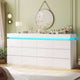 HAUOMS 63 Inch Wide Dresser with LED Light and 12 Drawer Modern Chest for Bedroom Living Room Entryway Hallway