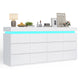 HAUOMS 63 Inch Wide Dresser with LED Light and 12 Drawer Modern Chest for Bedroom Living Room Entryway Hallway