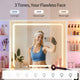 HAUOMS Vanity with 8 Drawers and Charging Station Fluted Makeup Vanity Desk with Mirror and LED Lights for Girls Women