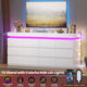 HAUOMS 63 Inch Wide Dresser with LED Light and 12 Drawer Modern Chest for Bedroom Living Room Entryway Hallway