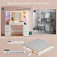 HAUOMS Vanity with 8 Drawers and Charging Station Fluted Makeup Vanity Desk with Mirror and LED Lights for Girls Women