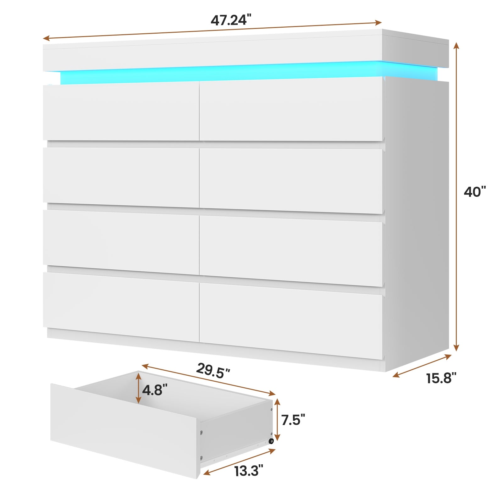 40 inch long dresser 9-Drawer Wood Dresser, 40''H x 40''L x 12''W, Storage Organizer for Closet, Bedroom, Entryway, Nursery