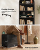 HAUOMS 76.6 inch tall Arched Bookshelf with Moveable Storage Bench and 5-Tier Wood Bookcase Multi-Functional Display Cabinet with Storage for Living Room Entryway