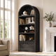 HAUOMS 76.6 inch tall Arched Bookshelf with Moveable Storage Bench and 5-Tier Wood Bookcase Multi-Functional Display Cabinet with Storage for Living Room Entryway