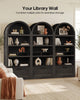 HAUOMS 76.6 inch tall Arched Bookshelf with Moveable Storage Bench and 5-Tier Wood Bookcase Multi-Functional Display Cabinet with Storage for Living Room Entryway