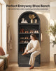 HAUOMS 76.6 inch tall Arched Bookshelf with Moveable Storage Bench and 5-Tier Wood Bookcase Multi-Functional Display Cabinet with Storage for Living Room Entryway