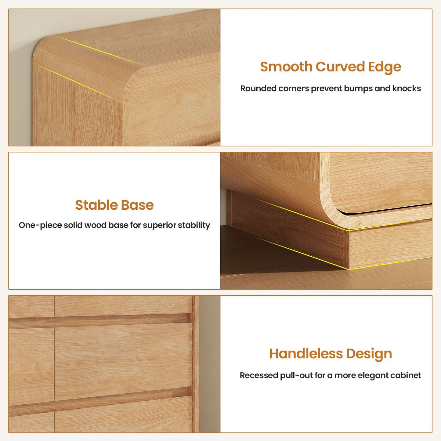 HAUOMS 59 Inch Wide Dresser with 9 Drawers Modern Dressers Curved Profile Design Wooden Chest for Living Room Hallway Bedroom