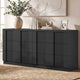 HAUOMS 55.2 Inch Wide Dresser with 6 Drawers Fluted Modern Wooden Chest Storage Organizer for Living Room Hallway Entryway