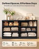 HAUOMS 55.2 Inch Wide Dresser with 6 Drawers Fluted Modern Wooden Chest Storage Organizer for Living Room Hallway Entryway
