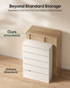 HAUOMS 43.3 Tall Inch Dresser with 5 Drawer Fluted Wood Chest Storage Cabinet for Living Room Hallway Entryway Home Office