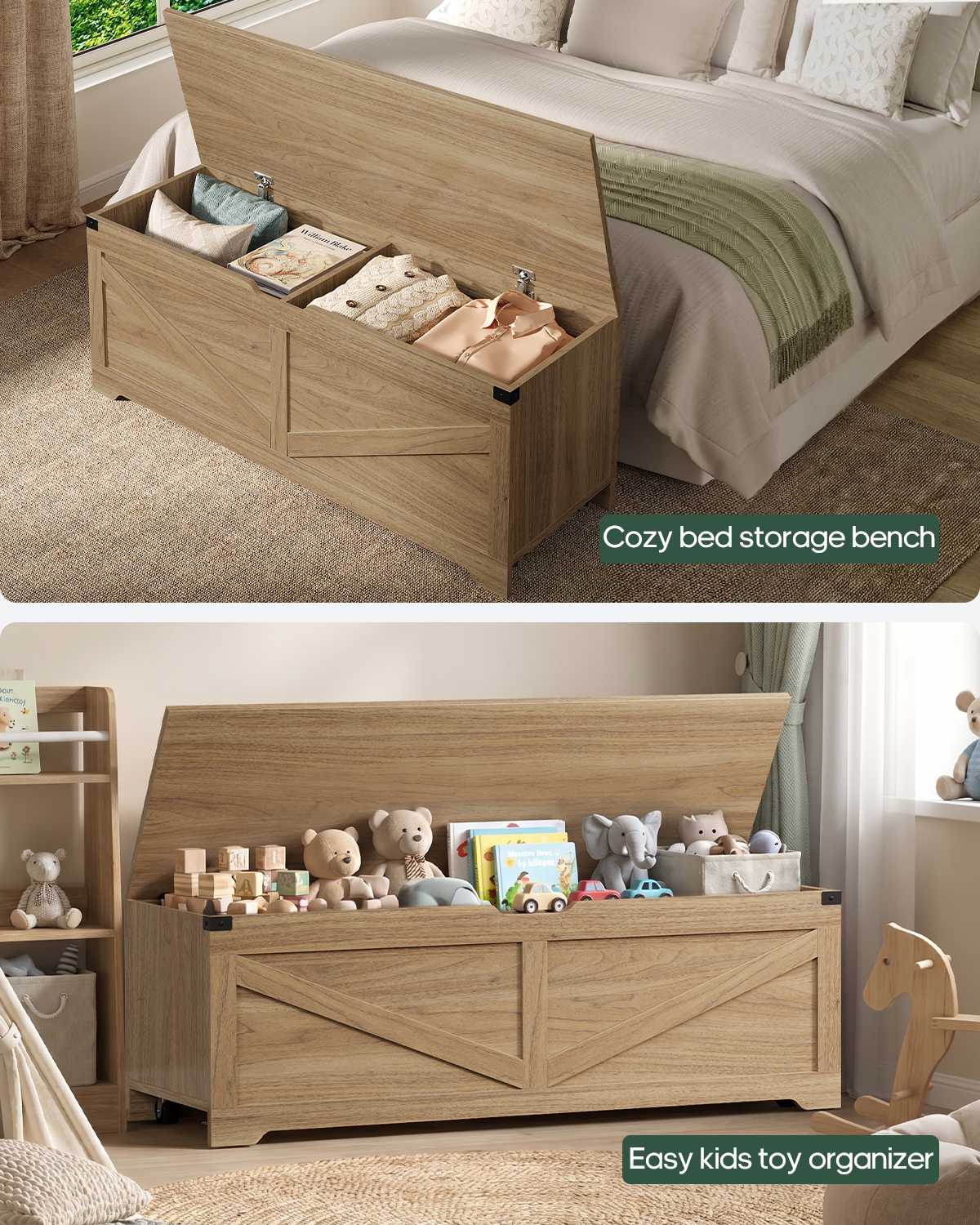 HAUOMS 70.9 Inch Tall Bookshelf with Rolling Storage Bench Multi-Functional 5-Tier Bookcase with Shelves and Large Storage for Living Room Home Office
