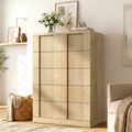 HAUOMS 43.3 Tall Inch Dresser with 5 Drawer Fluted Wood Chest Storage Cabinet for Living Room Hallway Entryway Home Office
