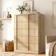 HAUOMS 43.3 Tall Inch Dresser with 5 Drawer Fluted Wood Chest Storage Cabinet for Living Room Hallway Entryway Home Office