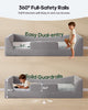 HAUOMS Twin Floor Bed with Slats and High Rails Upholstered  2-in-1 Beds with Teddy Boucle Curve Round Frame for Girls and Boys