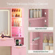 HAUOMS Vanity with 8 Drawers and Charging Station Fluted Makeup Vanity Desk with Mirror and LED Lights for Girls Women