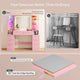 HAUOMS Vanity with 8 Drawers and Charging Station Fluted Makeup Vanity Desk with Mirror and LED Lights for Girls Women