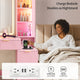 HAUOMS Vanity with 8 Drawers and Charging Station Fluted Makeup Vanity Desk with Mirror and LED Lights for Girls Women