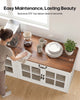 HAUOMS 31.5 Inch Coffee Bar Cabinet with Glass Doors and Drawer Modern Farmhouse Buffet with 3-Level Adjustable Shelf  Storage Console for Kitchen Living Room