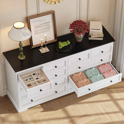 HAUOMS 55.1 inch wide Dresser With 10 Storage Drawers for Bedroom and living room