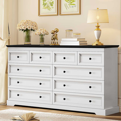 HAUOMS 55.1 inch wide Dresser With 10 Storage Drawers for Bedroom and living room
