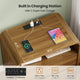 HAUOMS 25 Inch Tall Nightstand with Charging Station and 2 Storage Drawers Curved Modern Mid Century End Table for Bedroom Living Room