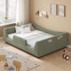 HAUOMS Full Floor Bed with Slats and High Rails 2-in-1 Convertible Beds with Upholstered Teddy Boucle Curve Round Frame for Girls and Boys