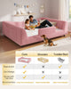 HAUOMS Full Floor Bed with Slats and High Rails 2-in-1 Convertible Beds with Upholstered Teddy Boucle Curve Round Frame for Girls and Boys