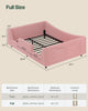 HAUOMS Full Floor Bed with Slats and High Rails 2-in-1 Convertible Beds with Upholstered Teddy Boucle Curve Round Frame for Girls and Boys