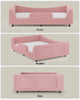 HAUOMS Full Floor Bed with Slats and High Rails 2-in-1 Convertible Beds with Upholstered Teddy Boucle Curve Round Frame for Girls and Boys