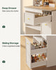 HAUOMS 72 Inch Coffee Bar with Mini Fridge Space and Countertop Bakers Rack with Power Outlets and LED Chasing Lights Kitchen Hutch with Storage