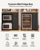 HAUOMS 72 Inch Coffee Bar with Mini Fridge Space and Countertop Bakers Rack with Power Outlets and LED Chasing Lights Kitchen Hutch with Storage