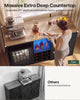 HAUOMS 55.2 Inch wide Coffee Bar Cabinet with Fridge Space and storage drawer Home Wine Bar with Power outlets and LED lights Coffee bar buffet sideboard with wine rack