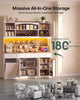 HAUOMS 72.9 Inch Tall Storage Cabinet with Charging Station and LED Lights Kitchen Pantry with Wine Rack and Spacious Drawers Ergonomic Fridge-Door Design